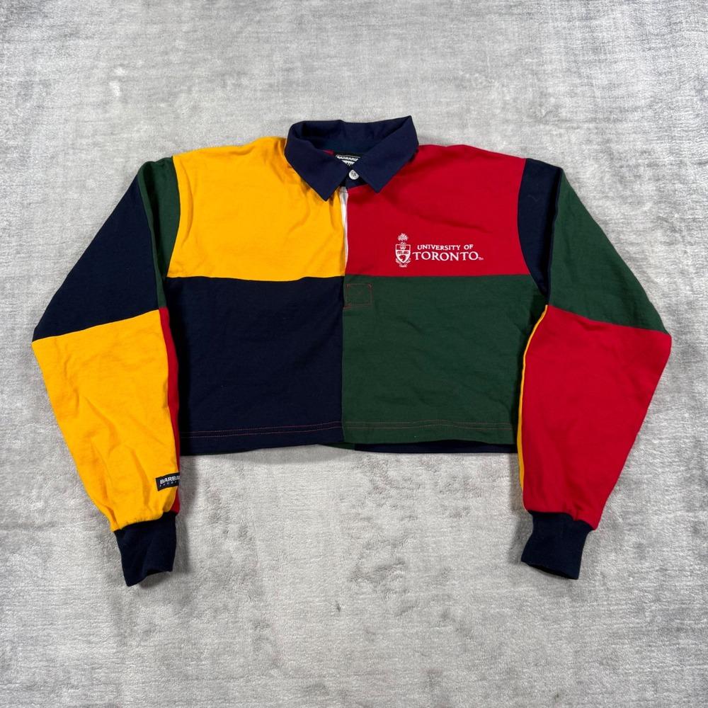 Barbarian Rugby Shirt Women Medium Multicolor Cropped University of Toronto Polo